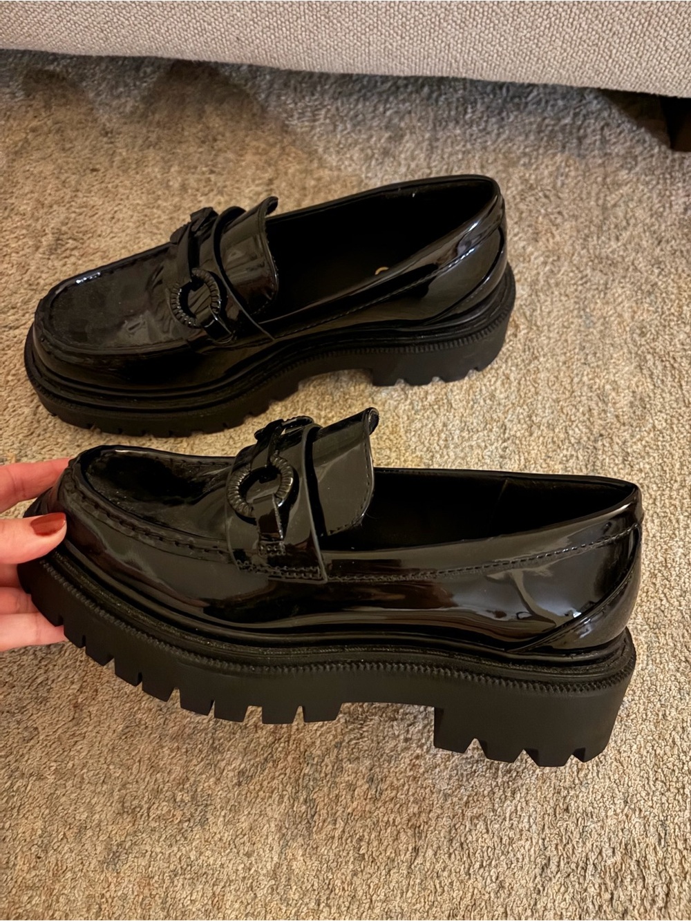 ALDO Black Patent Platform Loafers for Women